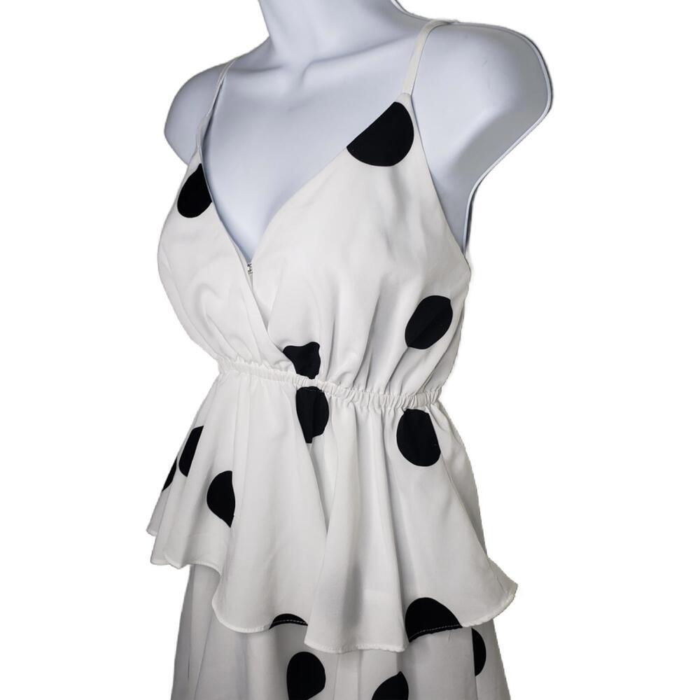 Anthropologie O.P.T Women's Sz S White Polkadot Tiered Ruffle Dress(1837) - Picture 4 of 7